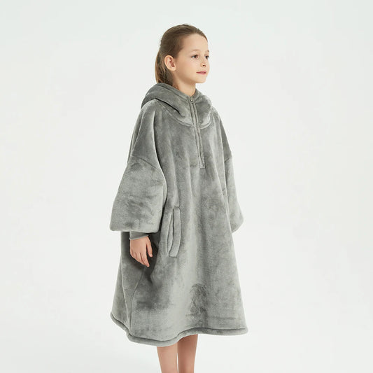 Factory Cozy comfort Korean Printing Custom Wearable Blanket Kids Thick Sherpa Oversized TV Long Sleeve Short Zipper OEKO-TEX