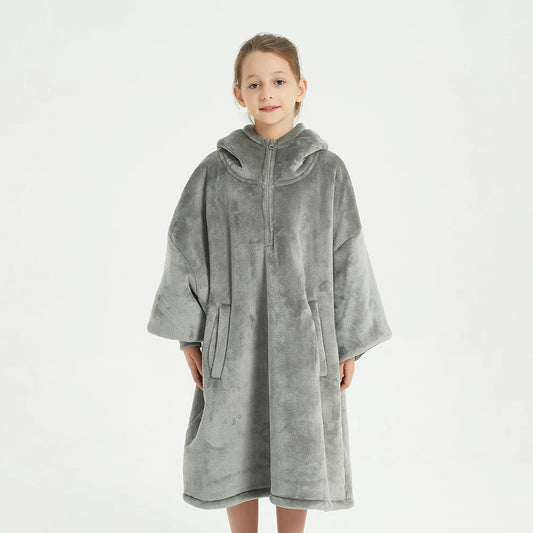 Factory Cozy comfort Korean Printing Custom Wearable Blanket Kids Thick Sherpa Oversized TV Long Sleeve Short Zipper OEKO-TEX