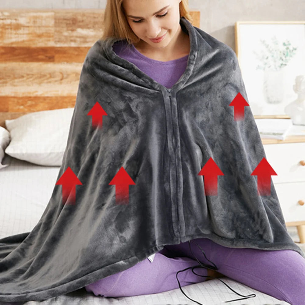 USB Heated Blanket 9 Heated Areas Winter Electric Blanket Wearable Body Warmer Heating Shawl 3 Heated Level For Home And Office