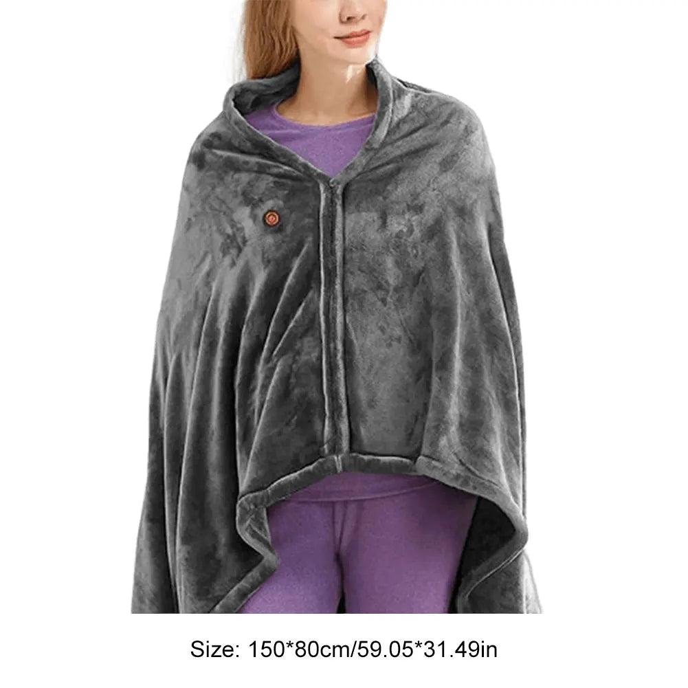 USB Heated Blanket 9 Heated Areas Winter Electric Blanket Wearable Body Warmer Heating Shawl 3 Heated Level For Home And Office